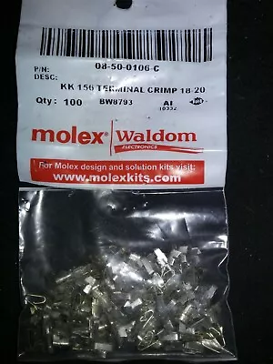 Molex 08-50-0106 Contact Female 18-24 Awg Crimp Tin Plated Brass 100 Pcs. • $7.95