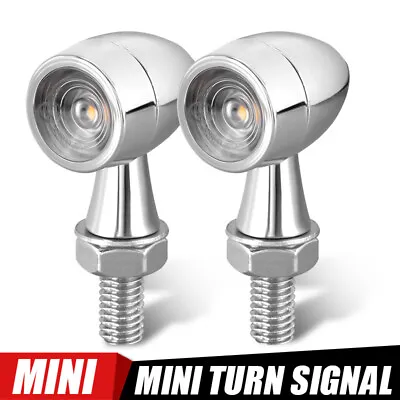 2x Chrome Bullet Motorcycle Mini LED Turn Signals Blinker Light Indicator Amber • $13.98