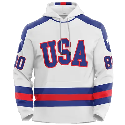 USA Hockey Miracle On Ice 1980 Authentic  Adult Hoodie - White • $74.95