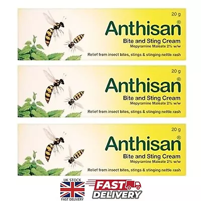 Bite Sting Anthisan Cream 20g Giv Relief Insect Bites Stinging Stings PACK OF 3 • £18.49