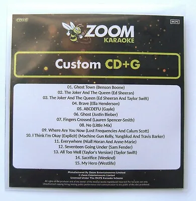 £9.95 • Buy Zoom Karaoke CD+G Disc - Pop Chart Picks 2022 (Part 1) - 15 Big Pop Hits!