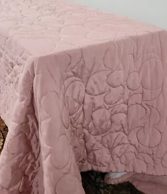 Vintage Quilted Satin Mauve Pink 106  X 96  Bedspread Full Queen  • $45.02