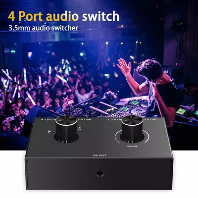 4/2 Way Switch Switcher Box 3.5mm Audio Selector 4/2 In 1 Out Composite • £16.25