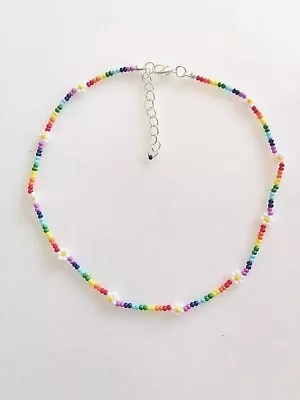 Rainbow Daisy Beaded Boho Choker Necklace Handmade By ~BornToFly~ • £3.20