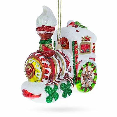 $17.40 • Buy Candy Cane Train Glass Christmas Ornament