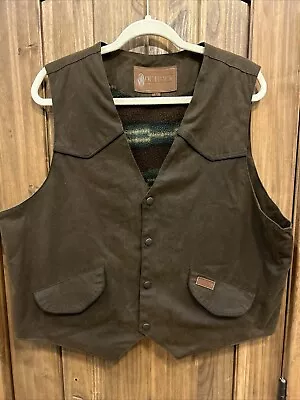 Outback Trading Co Oilskin Vest Men LG Cliff Dweller Style Blanket Lined • $41.35