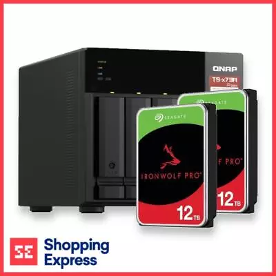 Qnap TS-473A-8G 4 Bay Diskless NAS AMD Ryzen Quad Core+Seagate IronWolf 4TB HDD • $2449