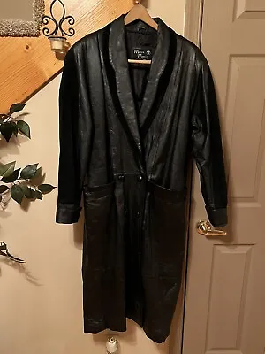 Vintage Marco Morani  80’s Black Leather Trench Coat Excellent Condition! Size M • $49.99