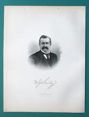 MITCHELL J. SMILEY New York State Born Michigan Lawyer - 1878 Antique Print • $22