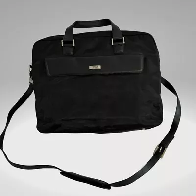 VtG TUMI Laptop Briefcase Bag  Nylon Black Messenger Blue Interior Travel  • $130