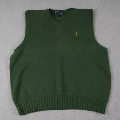 Polo Ralph Lauren Sweater Vest Mens Large Pullover Knit V-Neck Green Sleeveless • $24.99