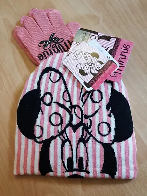 Disney Minnie Mouse Girls Multicoloured Winter Hat And Gloves Accessory Set NEW! • £2.99