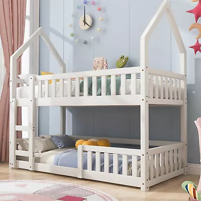 Bunk Bed With Ladder Single 3ft Solid Wooden Kids Bed Frame High Sleeper White • £283.88