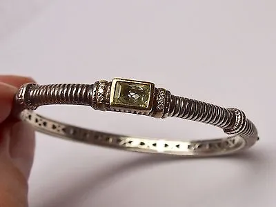 925 STERLING SILVER 18 KT GOLD JUDITH RIPKA BANGLE With CITRINE STONE DIAMONDS • $499.99