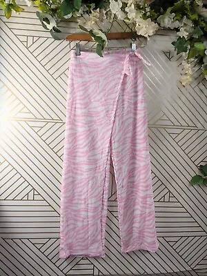 $11.69 • Buy ZARA GIRLS Zebra White Pink Criss Cross Tie Waist Pants Trousers Size 13-14