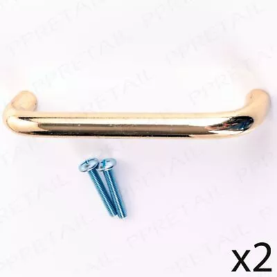 DRAWER PULLS X2 Handles Furniture Cabinet Brass Kitchen D Shape Shaped Door Gold • £7.14