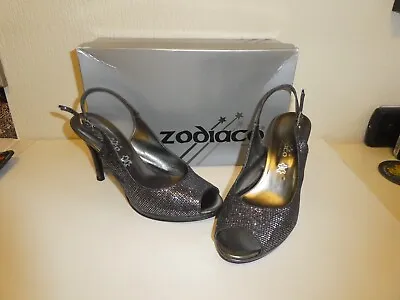 £30 • Buy Shoes, Sling-back, Silver,made In Italy By Zodiaco Size 37 EU,10cms (4 Inch) Hee
