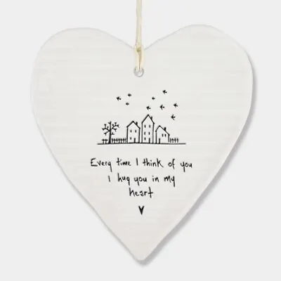 East Of India Porcelain Heart Every Time I Think Of You I Hug You Keepsake Gift • £5.99