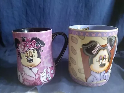 Vintage Large Disney Mornings Aren't Pretty Minnie Mouse Coffee Mugs Lot Of 2 • $30