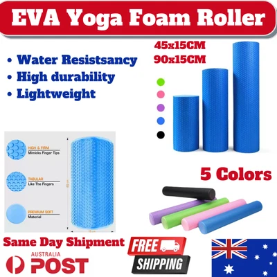 $22.95 • Buy Pilates Foam Roller Long Physio Yoga Fitness GYM Exercise Training 45x15 90x15cm