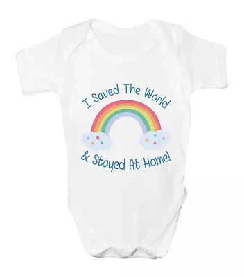Rainbow Baby Grow Girls Boys Vest Support NHS I Saved The World And Stayed Home • £6.99
