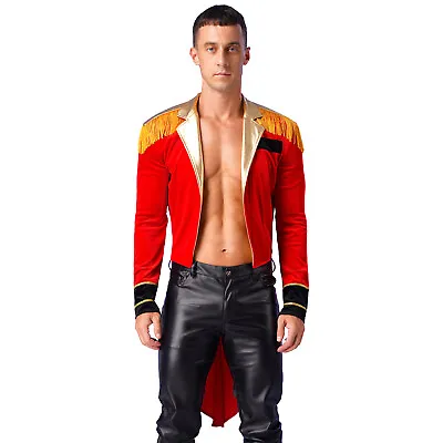 Mens Outfits Lapel Fringed Shoulder Set Festive Costume Tailcoat Jacket Short • $46.08