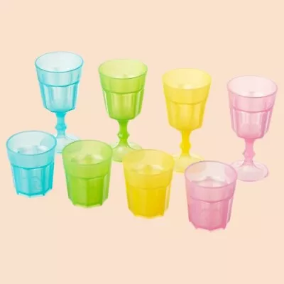 Ikea DUKTIG Kids Children 8-piece LOVELY MULTICOLOUR Drinking Plastic Glass Set • £11.99