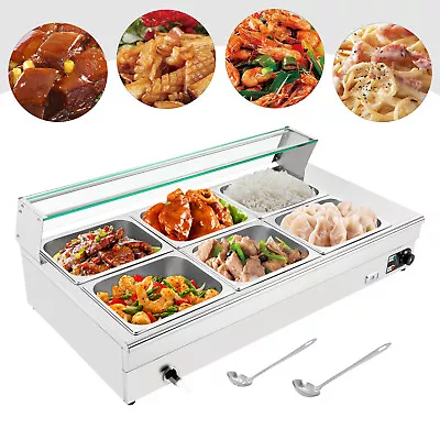 110V Commercial 6 Pans Bain-Marie Buffet Countertop Food Warmer Steam Table New • $291.65