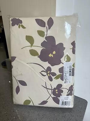 Cream Purple Floral Lined Curtains 90”Width X 72”Drop New.    B29 • £15