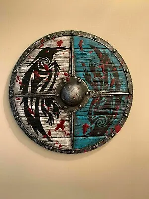 Viking Shield Wooden Medieval Raven Battle Warrior Knight Shield Armor Role Play • $79.99