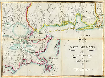 1815 Map Of New Orleans And Adjacent Country Wall Poster Vintage Historic Print • $21.95