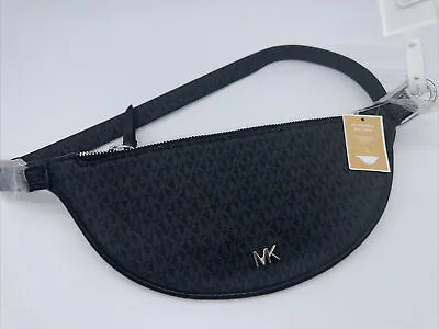 MICHAEL KORS Reversible Leather Slim Belt Bag /fanny Pack -Black To Logo -S/M • $39.95