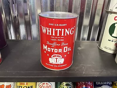 NOS Full Whiting Oil Company Motor Oil Can Quart Metal WOW Car Graphic • $700