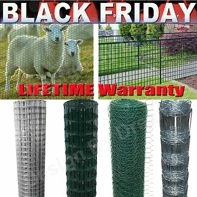 2024 PVC Coated Wire Mesh Fencing 10m - 50m Length Green Galvanised Garden Fence • £40.70