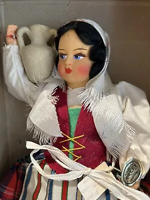 Vintage Girl Doll With Water Jug In Original Box #22 Made In Italy EROS • $16