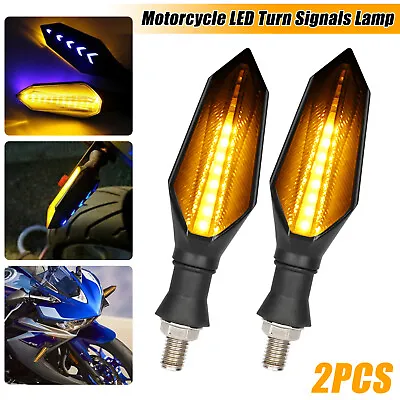 2X Motorcycle LED Turn Signals Indicator Flowing Lamp Amber Brake Running Lights • $9.98