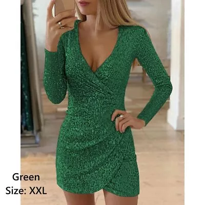 Sleeve Sequin Mini Dress Bodycon Party Dress Ball Gown Party Evening Dresses • $20.14