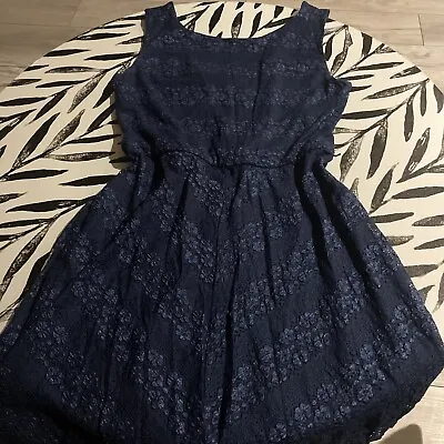 B Smart Dress Lace Blue Wedding Party Chic Work Casual Attire Style Womens 10 N • $9.99