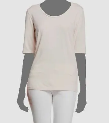 $138 Majestic Paris Women's Solid White Elbow Sleeve Scoop Neck Top Size 1 • $44.38