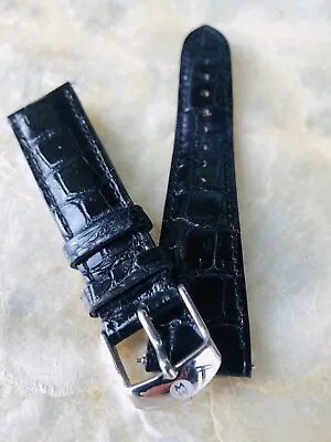 New Michele Black Alligator 20mm Deco Xl Urban Watch Strap • $89.99