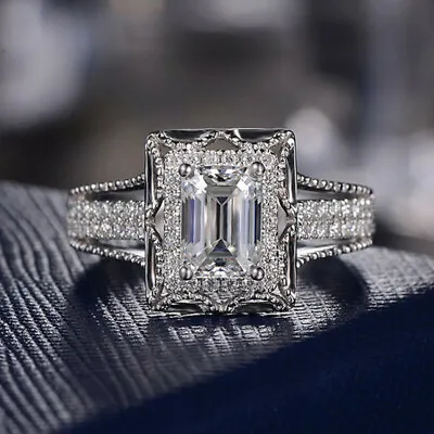 $2.59 • Buy Gorgeous Wedding Ring Women 925 Silver Jewelry Cubic Zircon Ring Sz 6-10