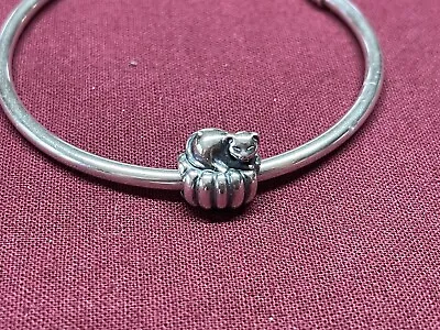 Genuine Silver PANDORA Silver 😻 Cozy Cat On Cushion Animal Charm Retired • £20