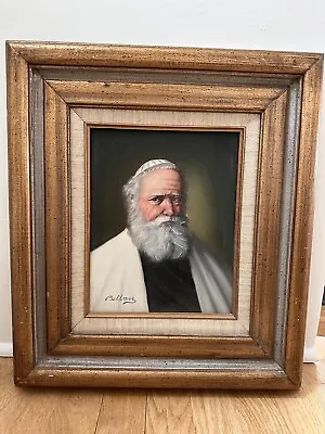 Vintage David Pelbam Rabbi Oil Painting JEWISH Temple FRAMED 18 X 16  Signed • $50