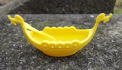 1920s Thoreson Yellow Celluloid Viking Longboat Open Salt Dip/Cellar Dish! • $12.50