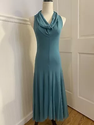 Rare JEAN PAUL GAULTIER SOLEIL Mesh Teal Vintage Midi Dress S M Small Medium • $88