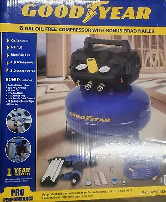 Pancake Air Compressor Kit 6gal With Nailer 18gage 1/4 Hose Plugs  • $147.77