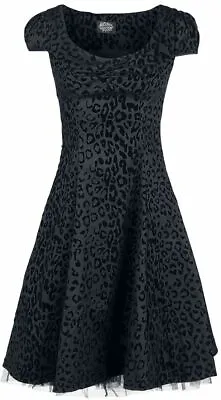H & R London Black Leopard Cap Sleeve Dress Rockabilly Pinup XS 4 50's 6645 • $40