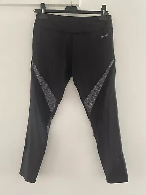 USA Pro Leggings Black Long Trousers Bottoms Grey Mesh Panels Stretch UK 12 • £9.99