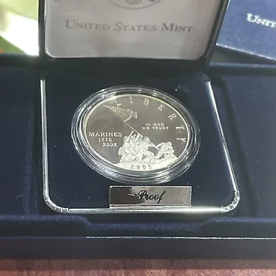 2005 Marine Corps 230th Anniversary Proof Silver Dollar 90% Box Set With COA • $69.99