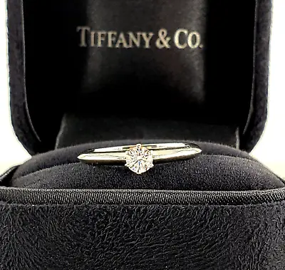 £954.22 • Buy TIFFANY & CO. PT950 0.21 CT Round Brilliant Diamond 6 Prong Platinum Ring Womens